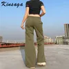 Women's Jeans Y2k Low Rise Straight Cargo Pants Casual Drawstring Green Panelled Mom Women Streetwear Lace Up Baggy Wide Leg Sweatpants
