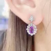 Studörhängen Natural Real Purple Amethyst Earring Flower Style 4 6mm 0.5CT 2st Gemstone 925 Sterling Silver Fine Jewelry L243170