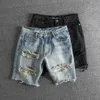 Männer modische Loch Hip Hop Denim Shorts Sommer Streetwear Harajuku zerrissen Jeans Shorts Casual Short Hosen Hosen 240411