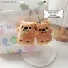 Keychains en peluche 1pcs grincement petit ours brun en peluche jouet mini-ours poupée jouet sac de trèflé