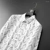 メンズカジュアルシャツ対照的なストライプメンズシャツスプリングロングスリーブルーズハワイアンソーシャルパーティータキシードブラウス衣類M-4XL
