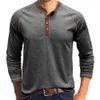 Couleur de chemise Henley pour hommes Blogage de t-shirts à manches longues