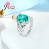 Cluster Rings Retro Design Women Green Crystal Party 925 Серебряные ювелирные украшения Стиль Стиль Винтаж для женщин