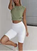 Crop top coton chemises pour femmes mignonnes tops de yoga sans manches en marche