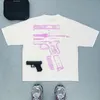 Fashionabla gotiska bokstavstrycksmönster överdimensionerade t-shirt Mens 2024y2k Street Hip Hop Harajuku Casual Loose Short Sleeve Top 240417