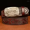 Belts Eagle Pattern Buckle Cowskin Leather Belt TOP Quality Alloy Automatic Wasitbad Strap Genuine Gift Men