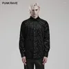 Herenjurken shirts punk rave gotisch reliëf patroon shirt pleids schouders ontwerppartij flocking tops voor mannen kleding