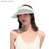 Visir Summer Internet Hot New Checkerboard Plaid Sun Protection Visor Cap Plus-storlek Brim Womens Sports Elastic Band Release Buckle S Y240417