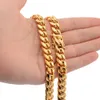 Wholesale Hip Hop 14k Gold Cuban Chain Thick Cuban Chain Miami Cuban Link Chain Gold Necklace Stainless Steel Jewelry