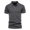 Aiopeon 100% Cotton Solid Color Mens Shirts Casual Short Short Curnodown Shirts Fashion Streetwear Polos for Men 240417