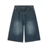 Men's Jeans Firmranch 2024 Deep Blue Baggy Jorts For Men Women Oversized Wide-leg Flared Shorts Capri Denim Pants