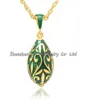 Fashion Women Jewelry Real Gold plaqué Hand émail émail russe Faberge Egg Pendant Collier avec chaîne4006130