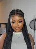 Fancivivi 100% Hand-Tied Lace Wig - Knotless Box Braids, 36" Hip-Length, Small Square, Fully Manual Craftsmanship