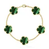 925 Bracelet de trèfle en argent sterling pour femmes Bracelets de mode malachite luxe de luxe