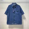 Casual shirts voor heren heren kleding ontwerper shirts ons maat losse versie van blauwe casual jeans shirt hoogwaardige ontwerp met één borsten luxe mannen shirts