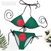 Kvinnors badkläder Kvinnor Bangladesh Flag Bikini Swimsuit Set Three Point Beachwear Swimming Bathing Beach Party Suits