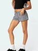 Kvinnors shorts sommar avslappnad rutig tryck elastisk midja lösa korta byxor dra i loungen