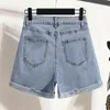 Plus -storlek l5xl y2k denim shorts för kvinnor hög midja mode sommar gata sexig jean pant kvinnliga kläder 240409