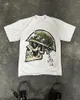 Herr t-skjortor American Gothic Skull Letter Print överdimensionerad t-shirt Kvinnors y2k High Street Loose Casual Harajuku Round Neck Short Sleeve