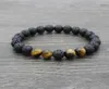 Braccialetti in pietra di lava braccialetti naturali bracciale elastico nero roccia vulcanica corde manuali yoga 7 chakra uomini braccialetti4901846