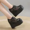 Buty swobodne 12 cm Air Mesh oryginalna skórzana oddychana letnia kobiety średnie łydki kostki platforma klinowa masywna trampka pusta