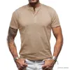 T-shirts masculins T-shirt Men de coton Henry Neck High Elastic Fashion Design Slim Fit Solid T-shirts mâles T-T-T-T-SEURS CHIRT T-SHIRT POUR HOMMES