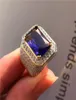 Bröllopsringar Fashion Big Male Purple Geometric Ring Crystal White Zircon Stone Engagement 18kt Gold Large For Men4648296