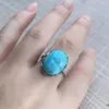 Cluster Rings VANTJ Elegant Natural Larimar Adjustable Solid 925 Silver Fine Jewelry For Women Girl Party Gift Water Pattern