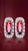 Små eleganta rubin ädelstenar röda kristall studörhängen kvinnor mode zirkon diamant vit guld sterling silver925 lyxsmycken2195428