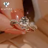 Anéis de cluster 1 6,5 mm Missanite Diamond Bridal com GRA 925 Sterling Silver Promise de noivado Baia de casamento para mulheres KUTPF