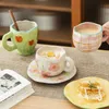 Tazze di caffè vintage tazza di caffè e dipinto di tulipano in tazza in ceramica a tazza di latte set tazza per colazione con forno a microonde 240417