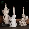 Świece posiadacze nordyckiej dekoracji domowej Dekoracja Craft Craft Cute Angel Candlestick Holder Święto Ślubne
