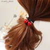 Haargummi -Bänder Girl Bunte Ball Anhänger Haarbandzubehör kreative Bowknot -Stirnband Frauen Elastizität Doppelschicht Scunchies Ponytailhalter Y240417