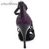 Chaussures de danse Style Customsize Evkoodance Black Metal Heel 10cm Latin Ballroom pour les femmes