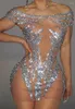 Stage Wear Sexy Evening Luxurious Silver Robe sans manches