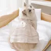 Appareils pour chiens Summer Soids Robe Plaid Jupe mignonne Vêtements Chihuahua Corée Bichon Puppy Appyls Kitten en dentelle Daisy Robes