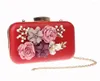 Bolsas de noite Fashina Red Women Bag PU bolsa de noiva para festa de casamento Maquiagem da bolsa Duas flores de corrente 03944-B