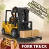 Diecast Model Cars Remote Control Forklift 2.4G RC Toy Gift Car LED Light with Simulated Sound and Light Engineering Car Education Toy J240417