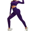 Damen -Trailsuits Wash Sportset für Frauen nahtloser Yoga -Anzug Langarm Fitness Top mit Butt Lift Scrunch Workout Leggings Fitnessstudio Wearl2403