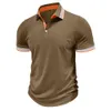 2024 Men's Short Sleeved Color Block Polo Shirt Men's Lapel T-shirt Polo
