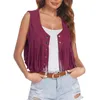 Women's Vests Women Fringe Vest Faux Suede Open-Front Vintage Sleeveless Streetwear Clothes Jacket Korean Style Summer