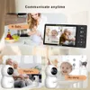 5.5 HD Split-Screen-Babyphone mit 2 Kameras, Zwei-Wege-Talk, Nachtsicht, Fern-PTZ, 4000-mAh-Akku-Hochauflösungsvideo Babyphone