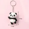 Keychains Lanyards New Cute Cartoon Couple Panda Keychain Pendant Car Bag Key Chains for Women Jewelry Gift d240417