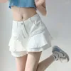 Saias Deeptown White Denim Scurts Shorts Mulheres 2024 Verão Coreana Moda High Cídhar A-Line Slim Cute Sexy Sexy Jean Ruffle Gyaru