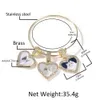 Bling King King en acier inoxydable bracelet Diy Heart Po Pendant Memory Bracelet Iced Out cubic Zirconia Family Lovers Gift 240402