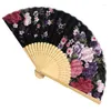 Dekorativa figurer Summer Chinese/Spanish Style Dance Wedding Party Bamboo Paper Folding Hand Hold Flower Fan Gift Color Folor