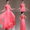 2015 Sheer Vintage Abendkleider Batteau Seethrough Long 34 Ärmel bodenlange Wassermelonen Frauen formelle Prom -Festzugskleider8080645