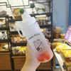 Waterflessen 500 ml matte fles cartoon dieren drinken met stro plastic schattige kopjes drinkware lekbestendig