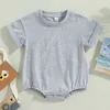 Unisexe Baby Boy Girl Couleur Couleur courte Bubble Bubble Bulle T-shirt BodySity Top Summer Baby Jumps Cosses Contanies 240417