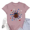 Koszule damskie swobodne topy okrągłe szyję 3/4 rękawowe szczupłe eleganckie koszulkę Summer Simple Printed Młodzienie
